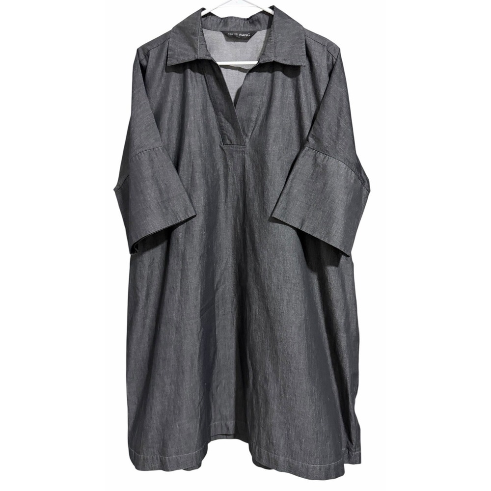 Ming Wang Side Pocket A Line Chambray‎ Shirt Dress Dark Denim Women's Size XL?